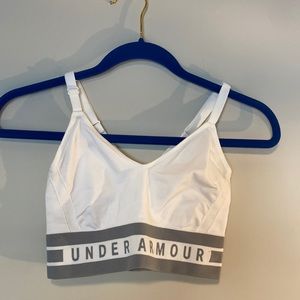 Medium White with Gray Under Armour sports bra